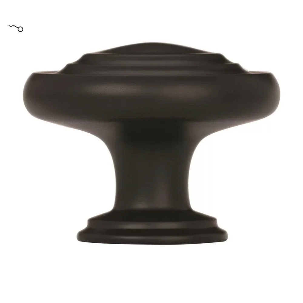 New Set of 10 Flat Black Door or Drawer Round Knobs Hardware